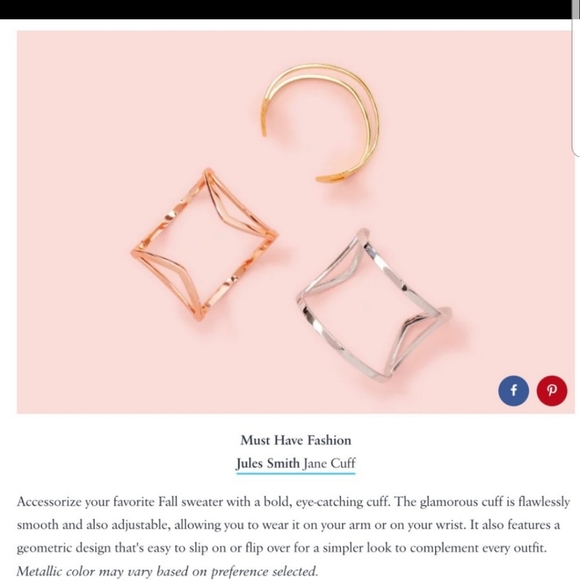 NEW Jules Smith Jane Cuff Bracelet with Triangle Design - Picture 5 of 5